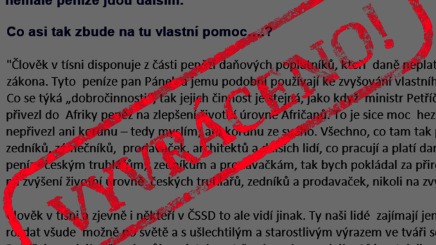 Řetězový e-mail nepravdivě tvrdí, že se české neziskové organizace a jejich představitelé sami obohacují ze státních peněz