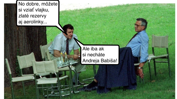 Na slovenský původ Andreje Babiše naráží i tento vtip Cynické obludy