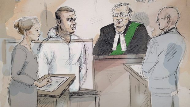 Kresba od soudu s řidičem dodávky v Torontu, který je obviněn z desetinásobné vraždy a z 13 pokusů o ni