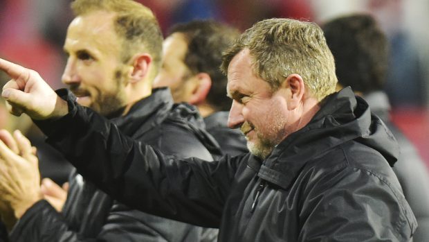 Plzeňský kouč Pavel Vrba slaví vítězství proti Slavii.