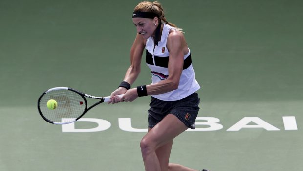 Tenistka Petra Kvitová na turnaji v Dubaji v zápase proti Kateřině Siniakové
