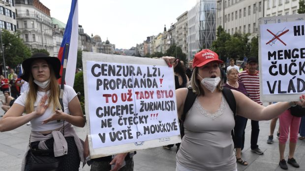 Demonstrace pod záštitou hnutí Otevřeme Česko-Chcípl PES