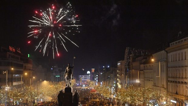 Přivítání nového roku 2022 na Václavském náměstí v Praze