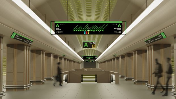Modelový příklad nového vzhledu stanice metra Můstek na lince A