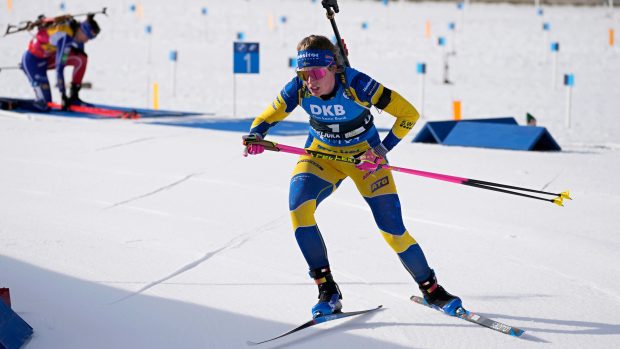 Švédská biatlonistka Elvíra Öbergoá,