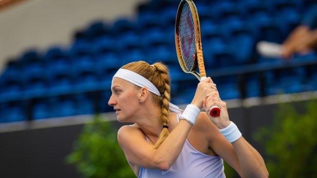 Petra Kvitová během utkání prvního kola v generálce na Australian Open v Adelaide