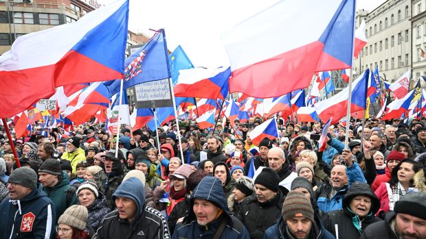 Demonstrace proti chudobě na Václavském náměstí 11. března