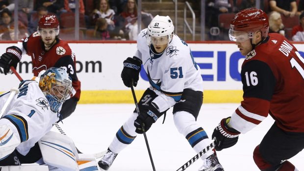 Radim Šimek během přípravy v dresu San Jose Sharks