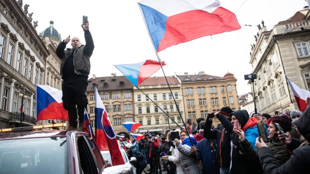 Protest odpůrců pandemického zákona na archivním snímku