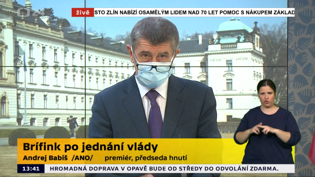 Andrej Babiš na brífinku vlády