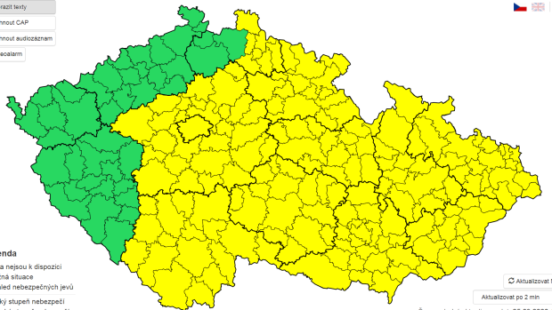 Meteorologové varovali před vydatným deštěm, který v pátek a v sobotu zasáhne většinu země s výjimkou západních a části severních Čech