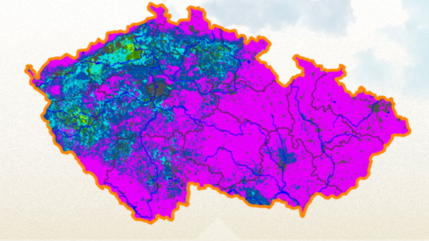 Relativní nasycení půdy podle projektu Intersucho k 18. říjnu 2020