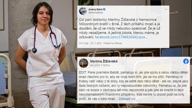 Příspěvek, který sdílel premiér Andrej Babiš (ANO) a reakce doktorky Martiny Žižlavské.