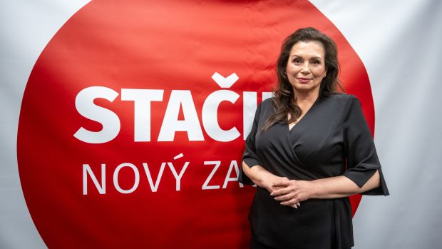 Jana Bobošíková na tiskové konferenci k představení lídrů kandidátek a programu hnutí Stačilo! pro sněmovní volby 2025