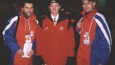 Miroslav Augustin, Wayne Gretzky a Petr Souček po památném semifinále s Kanadou