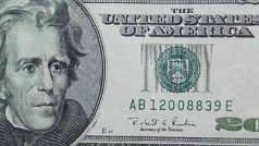 Detail dvacetidolarové bankovky