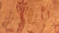 Skalní malby z jeskyně Plavců v egyptském Gilf el-Kebíru.