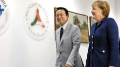 Německá kancléřka Angela Merkelová a japonský premiér Taro Aso