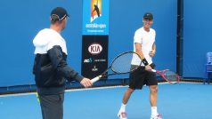 Berdych při tréninku na Australian Open