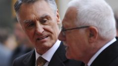 Portugalský prezident Aníbal Cavaco Silva s Václavem Klausem.