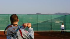 Nedělní trénink českých tenistů v Chile