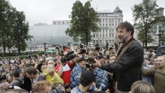 Demonstrace na Puškinově náměstí v Moskvě