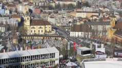 Výhled na Innsbruck ze skokanského můstku