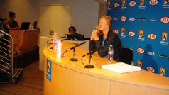 Petra Kvitová na tiskové konferenci po vítězství nad Pennettaovou