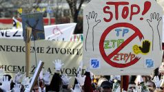 Stovky handicapovaných protestují v Praze proti sociální reformě