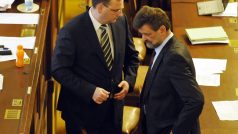 Poslanecká sněmovna 26. 4. 2011, premiér Petr Nečas a nový ministr vnitra Jan Kubice