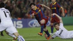 Barcelonský Lionel Messi při odvetném utkání Ligy mistrů s Realem Madrid
