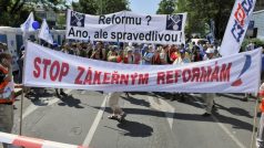 Demonstrace odborů proti vládním reformním záměrům