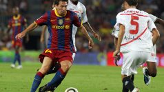 Světová fotbalová hvězda Lionel Messi z Argentiny hraje v dresu FC Barcelona