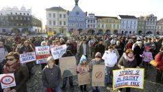 Litoměřická demonstrace proti pálení ostravských kalů