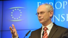 Herman van Rompuy na summitu v Bruselu