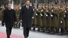 Premiéři ČR a Maďarska Petr Nečas a Viktor Orbán v Budapešti