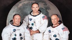 Posádka Apolla 11. Zleva: N. Armstrong, M. Collins a E. Aldrin.