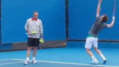 Andy Murray a Ivan Lendl při tréninku na Australian Open