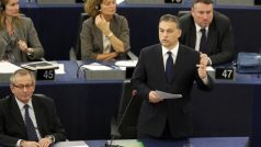 Maďarský premiér Viktor Orbán při vystoupení  v Evropském parlamentu