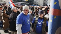 Několik stovek lidí demonstrovalo v Chorvatsku proti Evropské unii