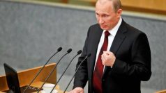 Vladimir Putin při projevu ve Státní dumě