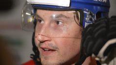 Hokejový obránce Tomáš Mojžíš na mistrovství světa ve Stockholmu