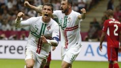 Cristiano Ronaldo slaví postupový gól do sítě českého týmu
