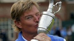 Ernie Els of South Africa kisses the Claret Jug after winning the British Open golf championship at Royal Lytham &amp; St Annes, northern England July 22, 2012