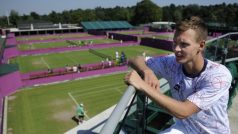 Letní olympijské hry Londýn 2012. Tomáš Berdych 24. července na tréninku tenistů ve Wimbledonu.