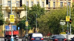 Semafor u Nuselského mostu v Praze