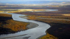 Aljaška - řeka Kodžukuk focená na podzim