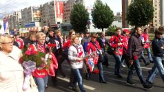 Vzpomínkový pochod fanoušků klubu Lokomotiv Jaroslavl