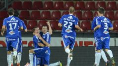 Hráči olomoucké Sigmy se radují z vítězného gólu