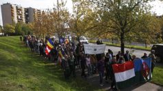 Pochod proti extremistické demonstraci v maďarském Miskolci